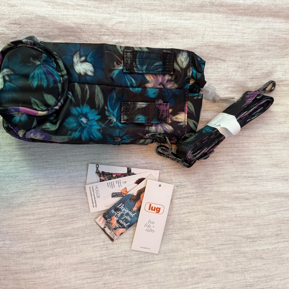 NEW Lug Huggie Bottle Bag - Black with Floral Design - Picture 2 of 3